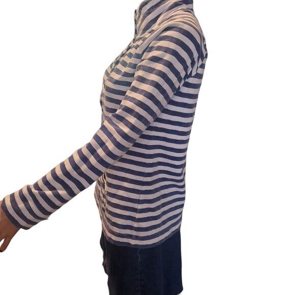 LILLY PULITZER Sz M (S) Captain Popover Navy/White Positano Stripe Gold Buttons - Picture 3 of 8